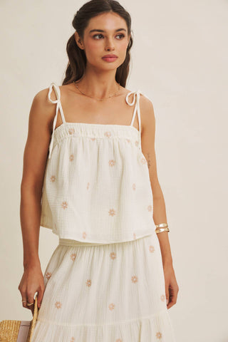 Sunset Field Embroidered Midi Skirt