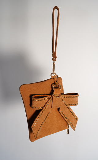 Suede Wristlet with Removable Bow Charm | 2-Piece Gift Set