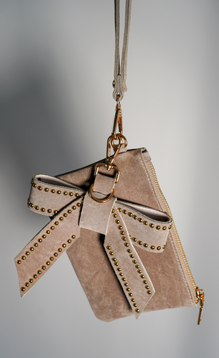 Suede Wristlet with Removable Bow Charm | 2-Piece Gift Set