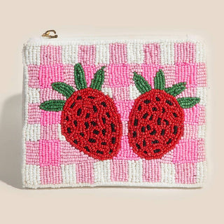 Beaded Strawberry Coin Purse