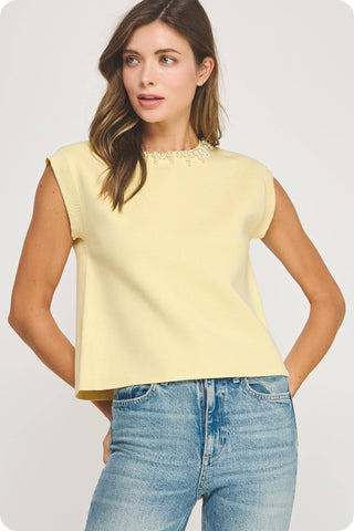 Genevieve Pearl Trim Sweater