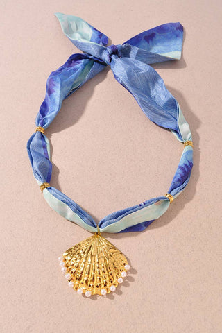 Shell Pendant Scarf Necklace
