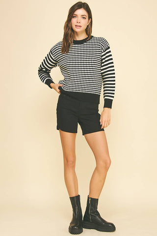 CONTRAST KNIT SWEATER TOP - 6328W