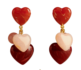With Love Drop Heart Earrings- Resin and steel