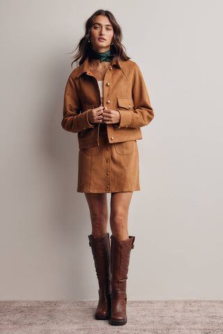 Foxy Faux Suede Button Skirt