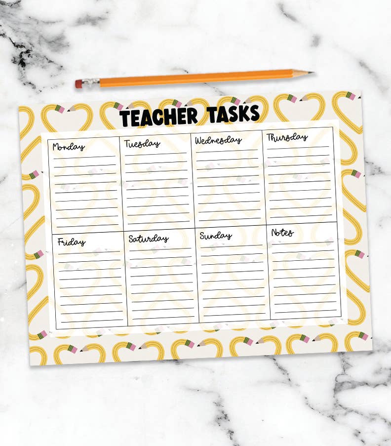 Teacher Gift Weekly Planner, stationery tear off notepad