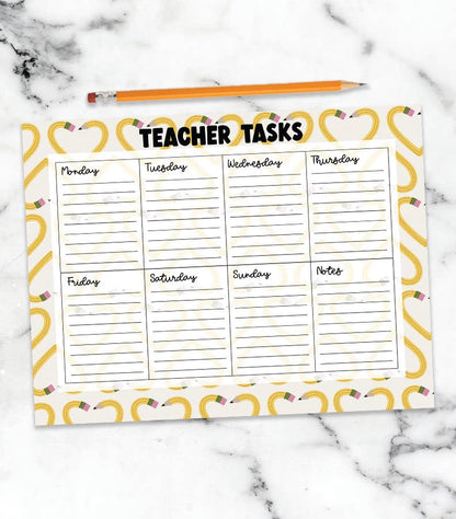 Teacher Gift Weekly Planner, stationery tear off notepad