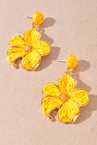 Woven Raffia Floral Statement Earrings