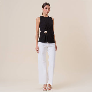 Gathered gold brooch top