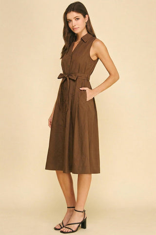 Mocha Latte Belted Dress