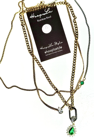 Gia-Tear Drop Solitaire Princess Setting Wheat Chain Steel