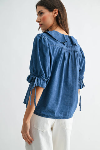 Pleated Belle Denim Top