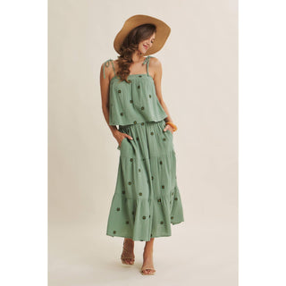 Sunset Field Embroidered Midi Skirt