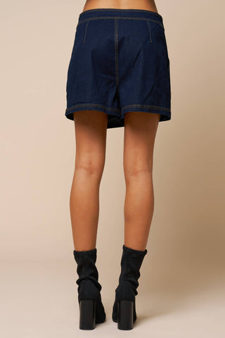 Wrap Denim Mini Skort