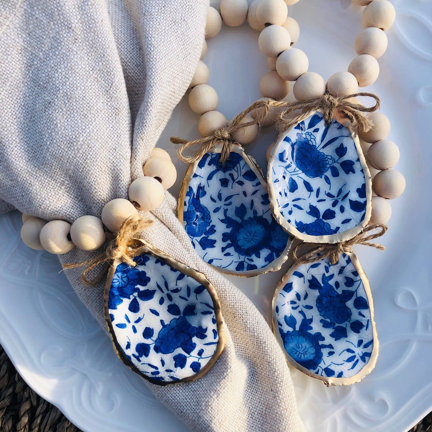 Oyster Shell Napkin Rings | Blue And White Porcelain