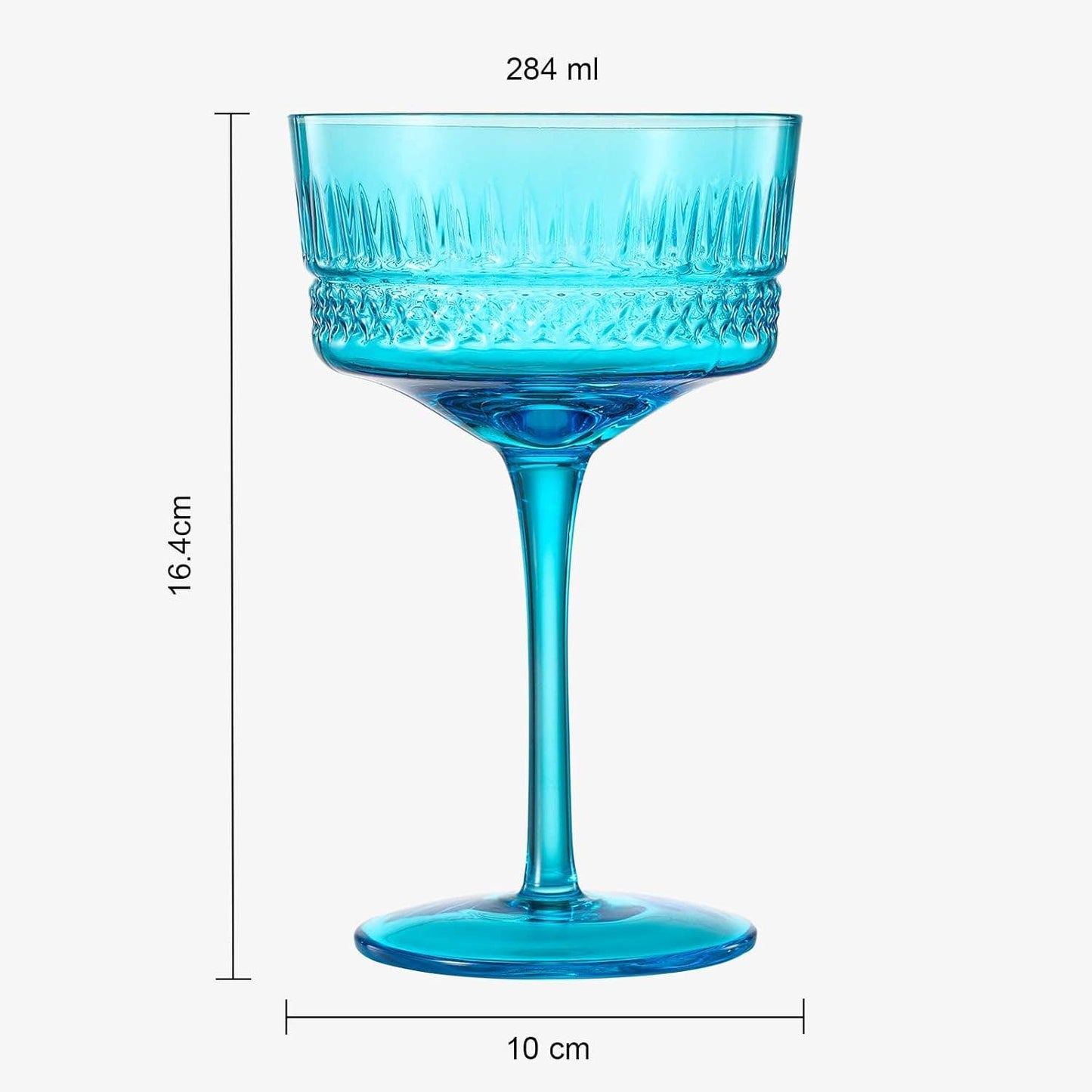 Art Deco Colored Crystal Coupe Glass | Set of 6 | 9.6oz