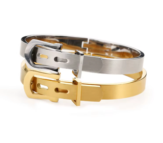  Buckle Bangle Bracelet- Hinged- Stainless Steel - Cuff 
