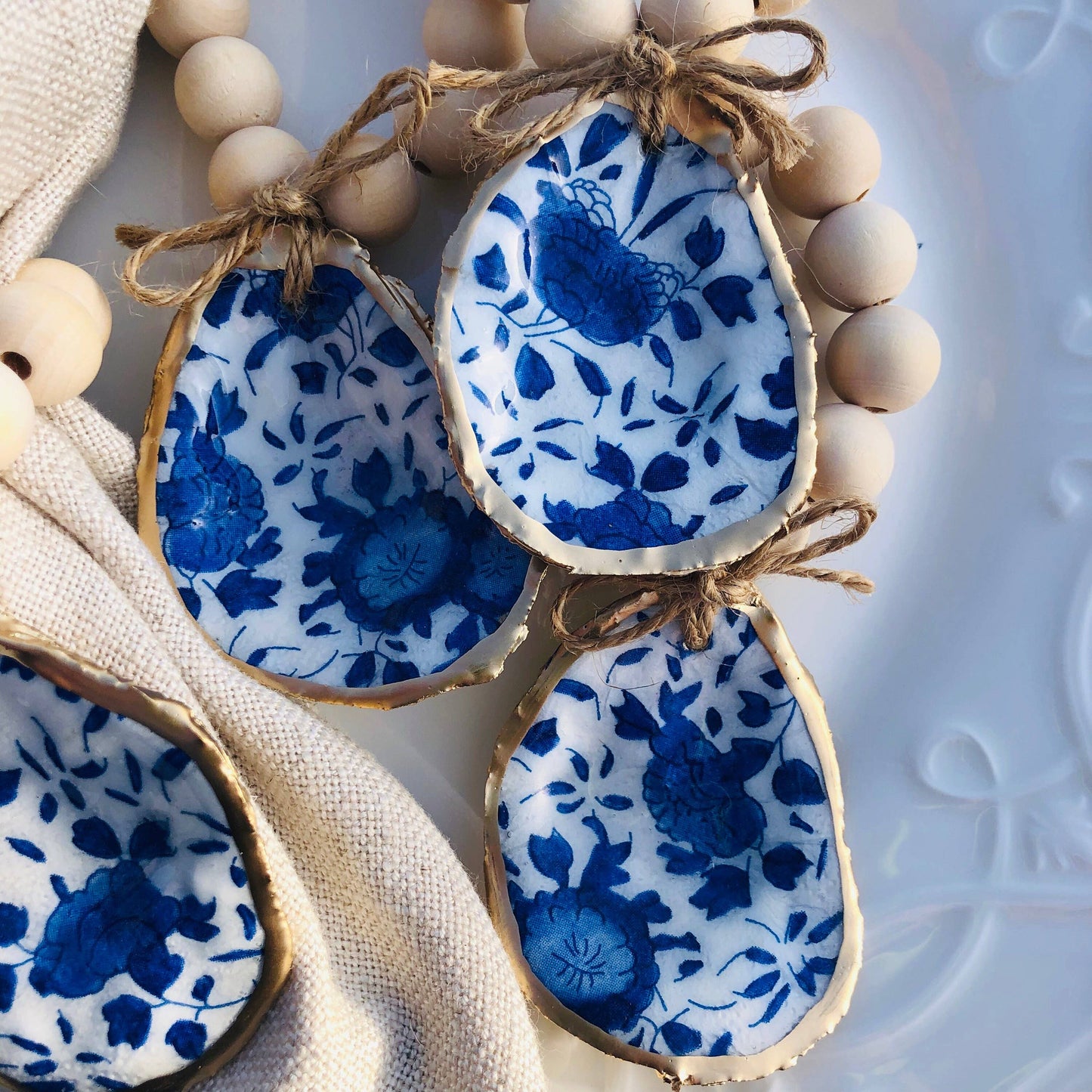 Oyster Shell Napkin Rings | Blue And White Porcelain