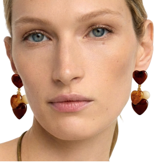 With Love Drop Heart Earrings- Resin and steel