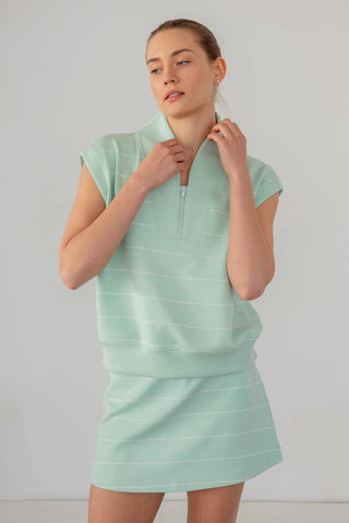 Modal Scuba Stripe Sleeveless Quarter Zip