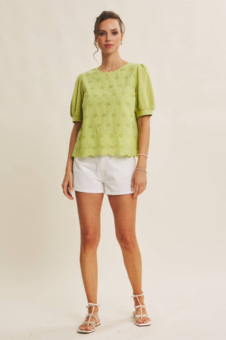 Joyful Terry Eyelet Blouse