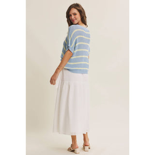 EYELET BUBBLE TOP AND MIDI SKIRT SET