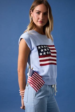 Blue Flag Sweater Top