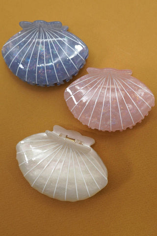 JUMBO BEACH OCEAN PVC SEASHELL HAIR CLAW CLIPS