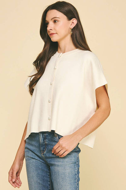 Laura Button Down Cap Sweater