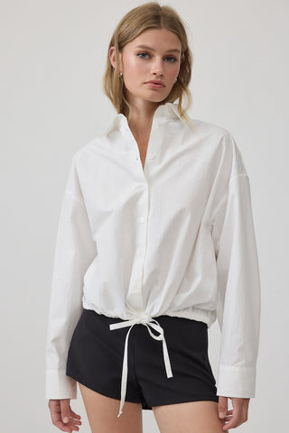 Drawstring Hem Button Down