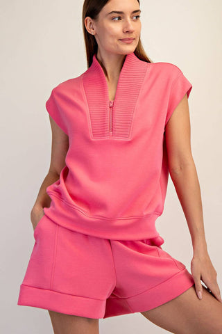 Modal Scuba Sleeveless Quarter Zip