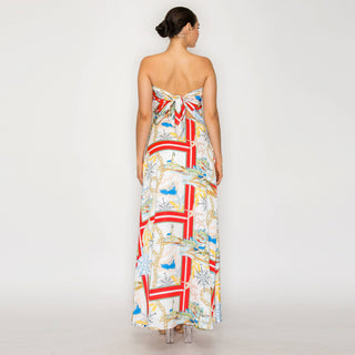 Atlantic Breeze Satin Scarf Maxi Skirt