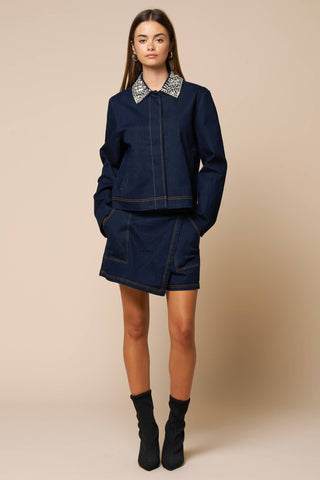 Wrap Denim Mini Skort