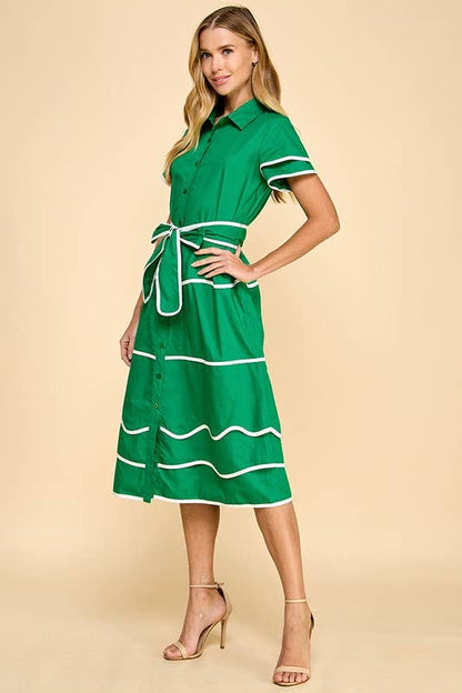 Kelly Court Piped Midi Dress