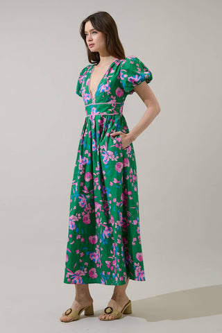 Jaylene Pleated Maxi Dress Floral