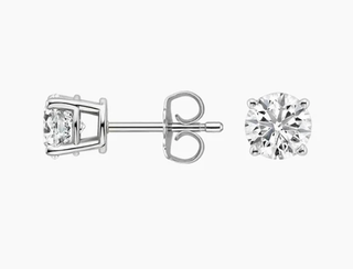 Round Studs 4 prong CZ stud Earring-PVD Zircon- Waterproof