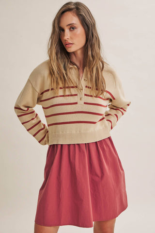 SEASIDE BRUNCH STRIPED POLO MINI DRESS