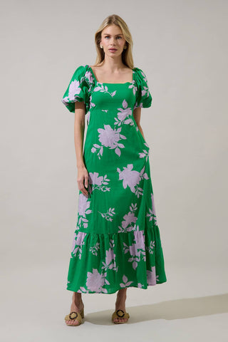 Zama Floral Puff Sleeve Maxi Dress