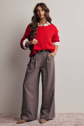 Reva Ribbed Knit Boat Neck Sweater