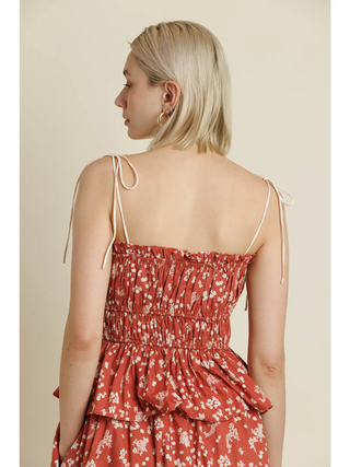 Earthy Floral Tie Top