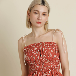 Earthy Floral Tie Top