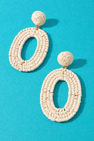 Raffia Braided Oval Earrings