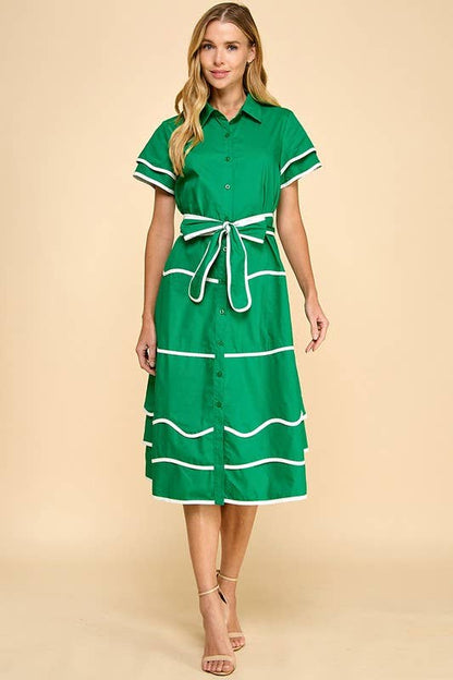 Kelly Court Piped Midi Dress