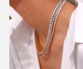 Tennis Necklace. Premium PV plated stainless CZ. 