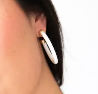 White Hoop Earrings