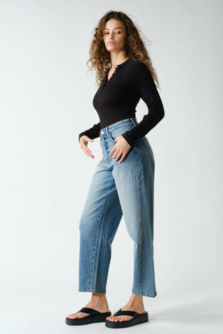 Essential Long-Sleeved Micro-Ribbed Henley Top