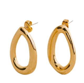 Lou Lou Oval Hoop Stud Earring 18K Gold PVD steel