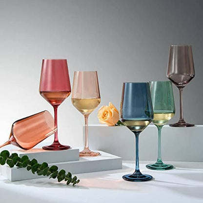 Pastel Luxury Colored Crystal Wine Glass Set of 6