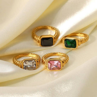 18K STAINLESS STEEL TARNISH FREE  RHINESTONE RINGS
