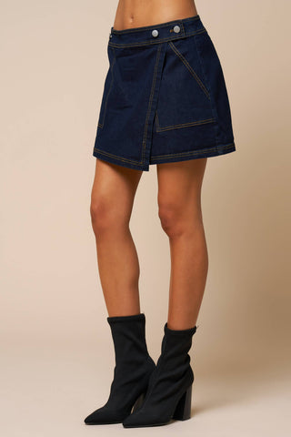 Wrap Denim Mini Skort